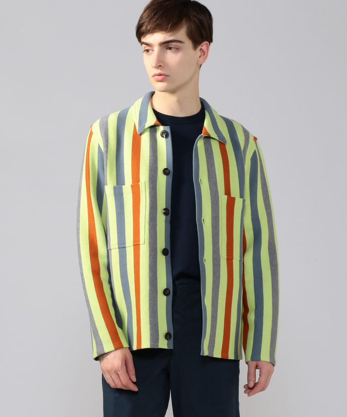 セール 50%OFF】コットンカシミヤ ストライプポロニット