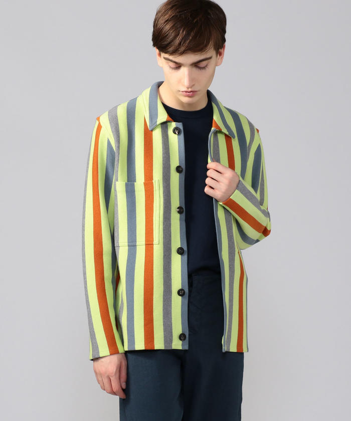 セール 50%OFF】コットンカシミヤ ストライプポロニット セール 50%OFF】コットンカシミヤ ストライプポロニット