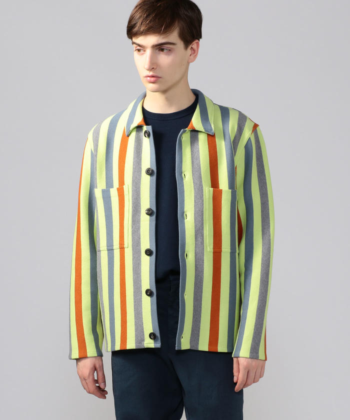セール 50%OFF】コットンカシミヤ ストライプポロニット セール 50%OFF】コットンカシミヤ ストライプポロニット