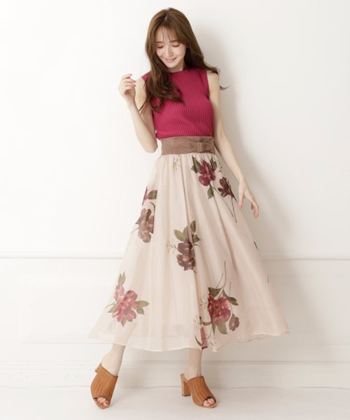 セール ベルト付きシアー大花スカート リランドチュール Rirandture D Fashion