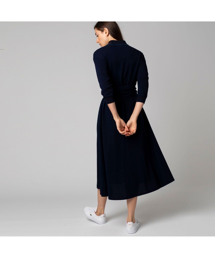 ラコステ　ベルトデザインロングポロシャツドレス ラコステ LACOSTE ベルトデザインロングポロシャツドレス