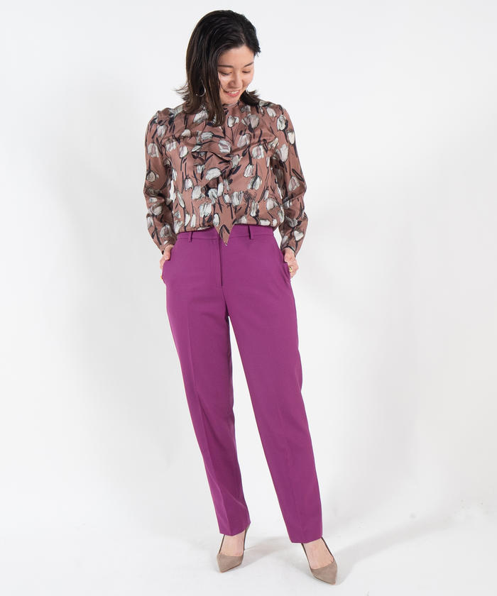 クーポン】【セール 30%OFF】シルクフラワープリント ボウタイブラウス