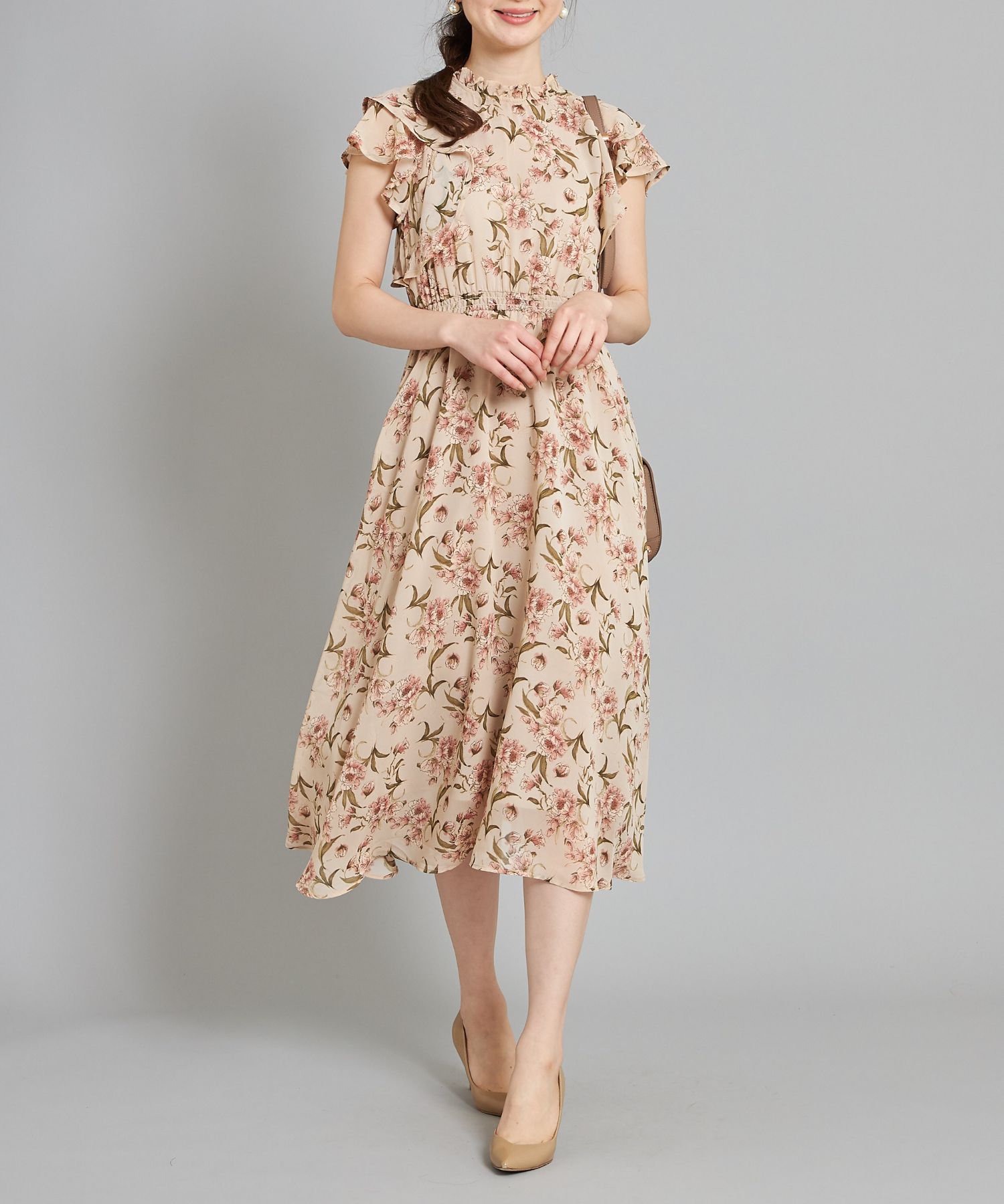 ETRO フラワープリント ジョーゼットドレス ブラック クーポン】フラワープリントラッフルジョーゼットワンピース