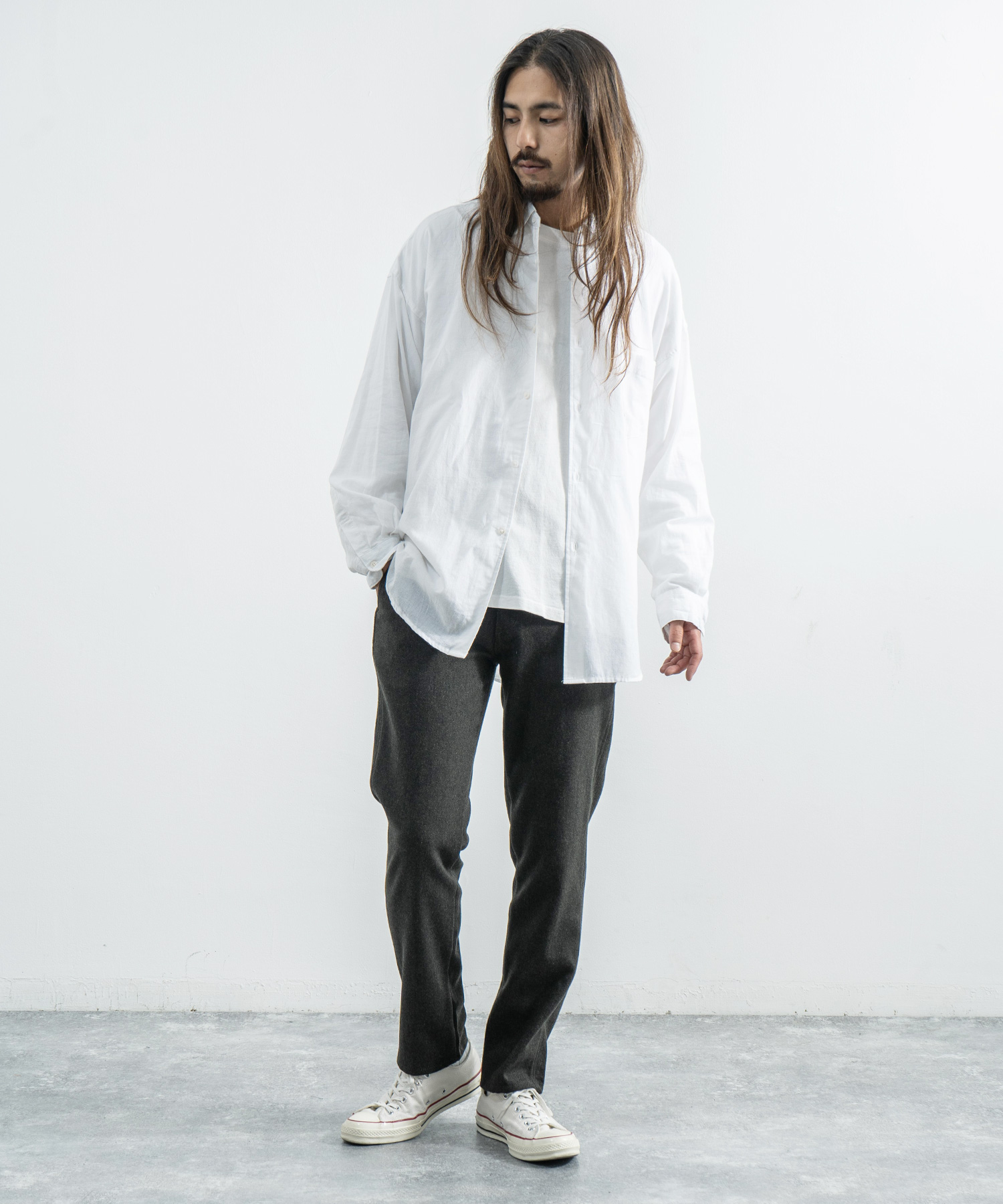ソリード STUCCO ウール混テーパードシルエットパンツ スラックス グレー2 Perfect Suit FActory スラックス リネン混 ウールスラックス
