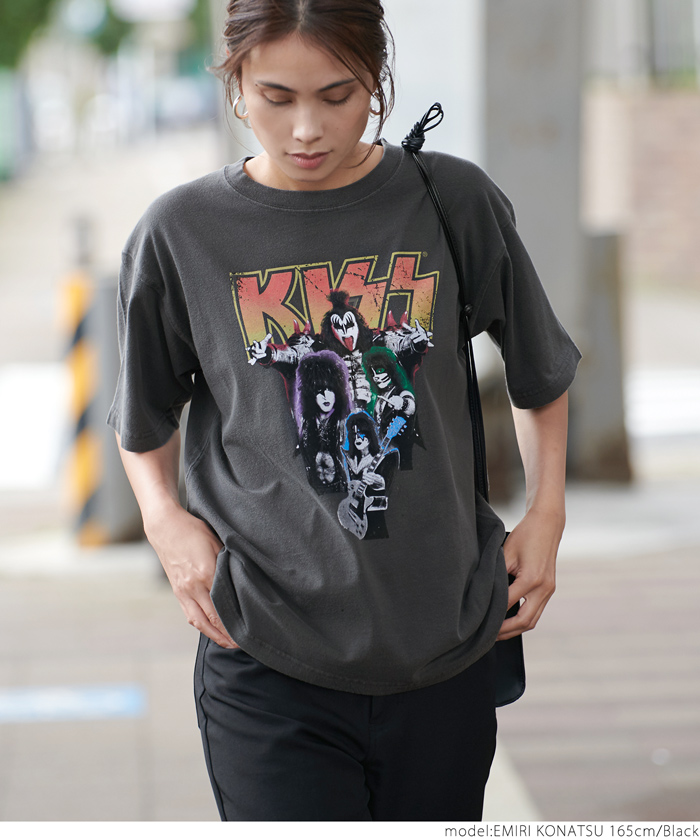 KISS】ウォッシュ加工ロックTシャツ(503381696) | コカ(coca) - d fashion