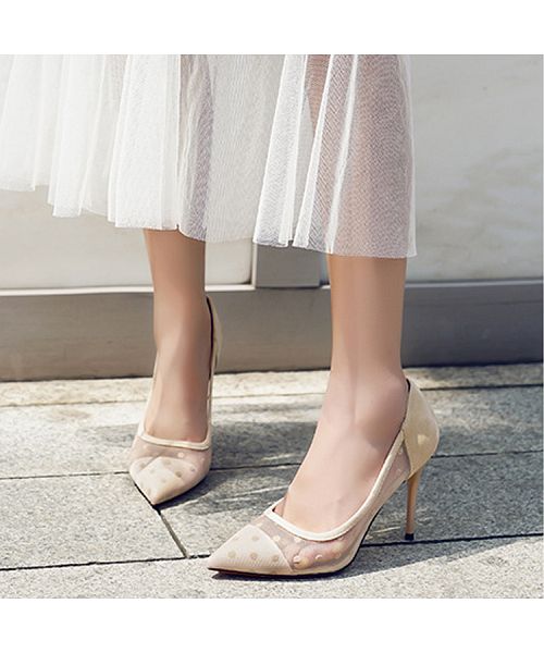 セール20%OFF】パンプス レディース シューズ チュールパンプス ドット セール20%OFF】パンプス レディース シューズ チュールパンプス ドット