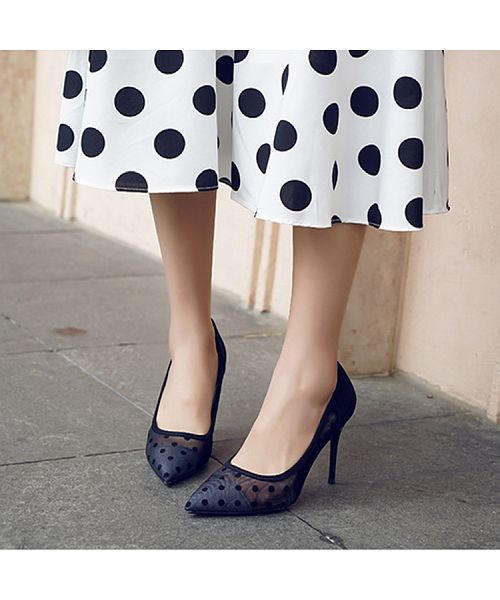 セール20%OFF】パンプス レディース シューズ チュールパンプス ドット セール20%OFF】パンプス レディース シューズ チュールパンプス ドット