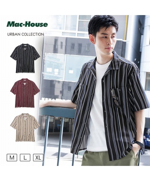 セール Urban Collection アーバンコレクション ストライプ オープンカラー半袖シャツ mh マック ハウス メンズ Mac House Men D Fashion