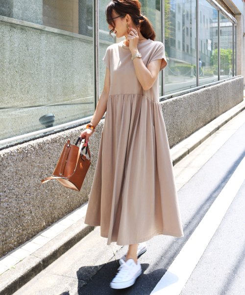 セール マキシ丈コットンtシャツフレアワンピース アンドミー And Me D Fashion