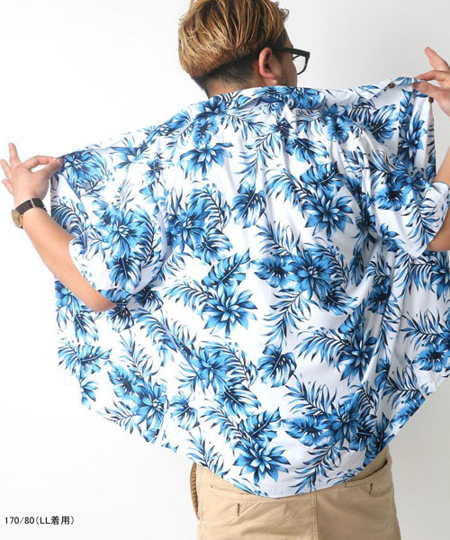 【TRES BIEN】Lサイズ　アロハシャツ 柄シャツ オーバーサイズ】総柄 開襟 アロハ シャツ ＃オーバーサイズ