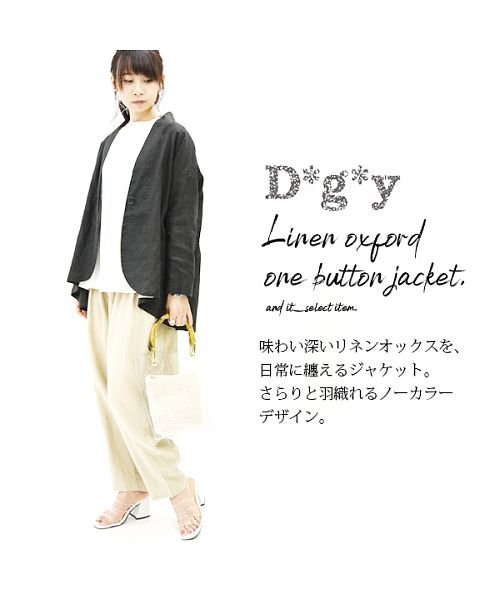 セール ディージーワイ D G Y リネンオックスワンボタンジャケット M L レディース 春夏 ジャケット ベージュ ネイビー ブラック ナチュラル シンプル リネ アンドイット And It D Fashion