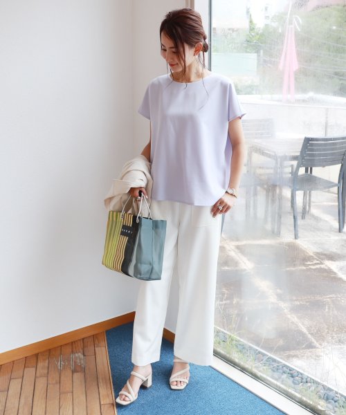 きれいめツイル半袖背中タックブラウス アンドミー And Me D Fashion きれいめツイル半袖背中タックブラウス アンドミー And Me D Fashion