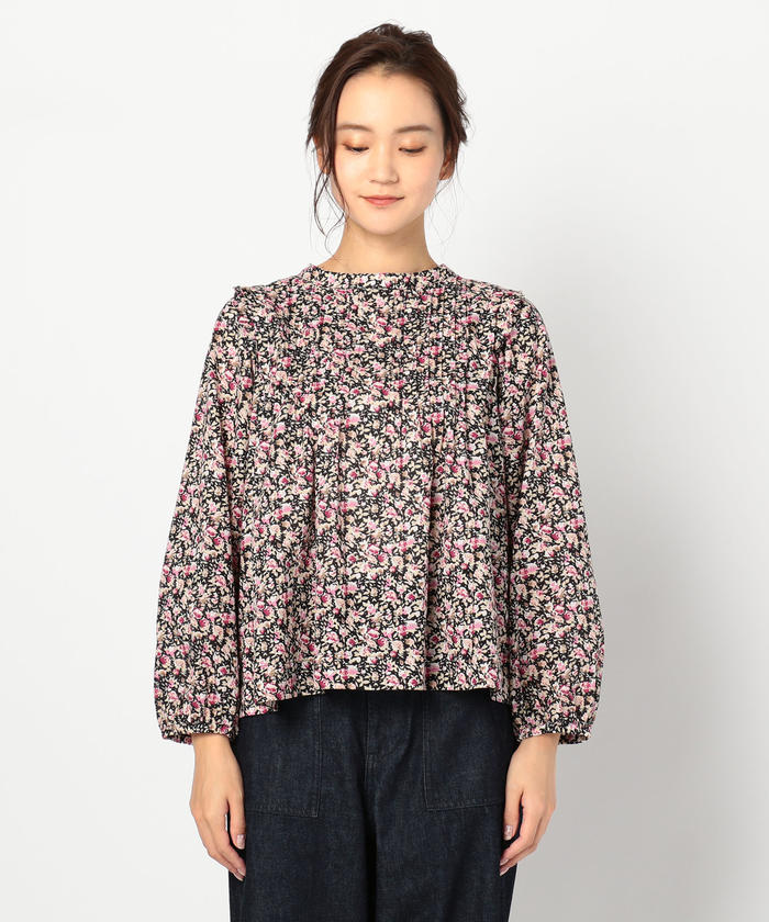 セール 30%OFF】花柄ピンタック肩フリルブラウス(503391966