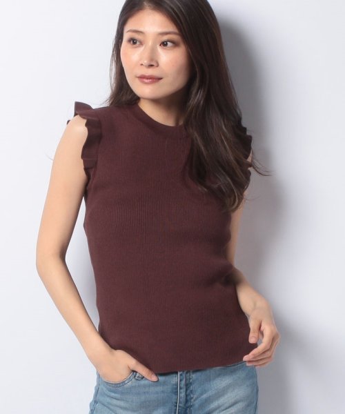 セール 12g Ry Nyリブ肩フリルノースリニット イング Ingni D Fashion