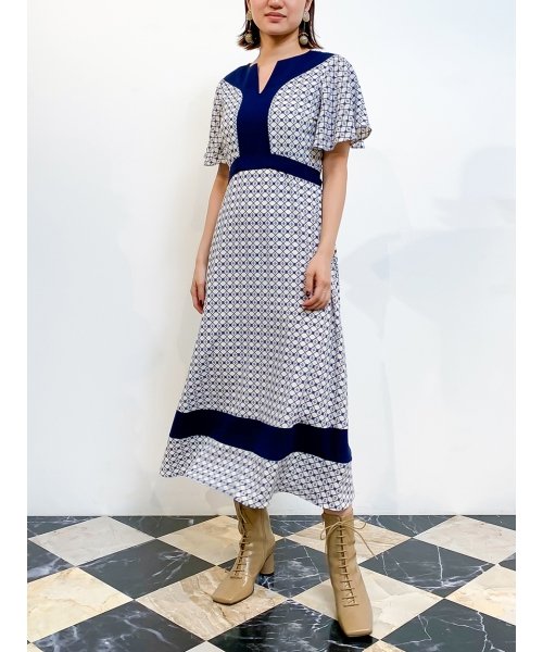 江戸切子柄ワンピース リリー ブラウン Lily Brown D Fashion