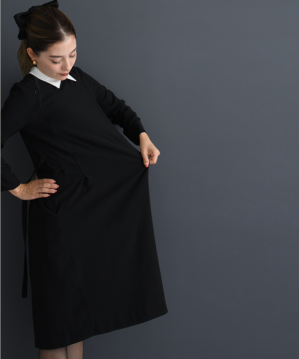マタニティ　ワンピース 　チョコア レトロカラー授乳ワンピース｜フォーマルにも◎｜マタニティ服