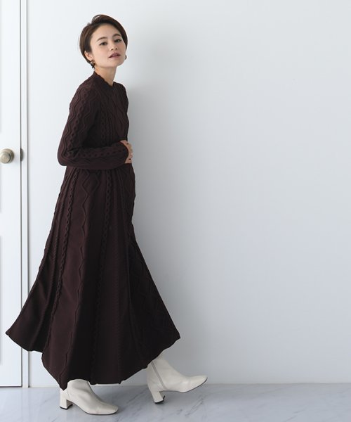Pre Mo掲載 授乳立体フレアワンピース マタニティ服 授乳服 マタニティワンピース 授乳ワンピース ビッグシルエット フレアワンピ ニット 暖か 妊婦 産 チョコア Chocoa D Fashion