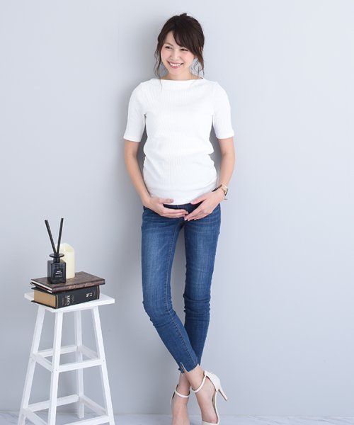 マタニティ パンツ デニム カットオフダメージデニム アジャスター付 おしゃれ 妊娠初期 後期 美脚 妊婦服 レディース スキニー ジーンズ ズボン ボトムス チョコア Chocoa D Fashion