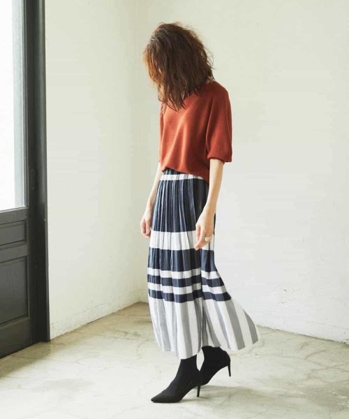 セール 洗える 2way リバーシブルボーダースカート ミッシェル クラン Michel Klein D Fashion