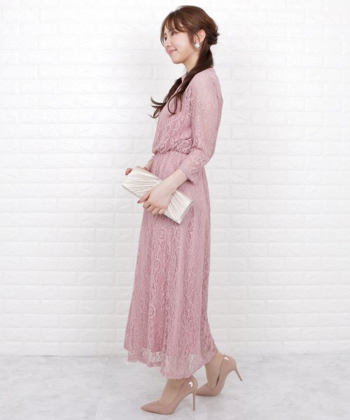 シースルー袖総レースロング丈ワンピース ドレス レースレディース Lace Ladies D Fashion シースルー袖総レースロング丈ワンピース ドレス レースレディース Lace Ladies D Fashion