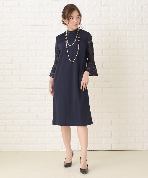 セール ハイネックレースフレア袖iラインワンピース ドレス レースレディース Lace Ladies D Fashion