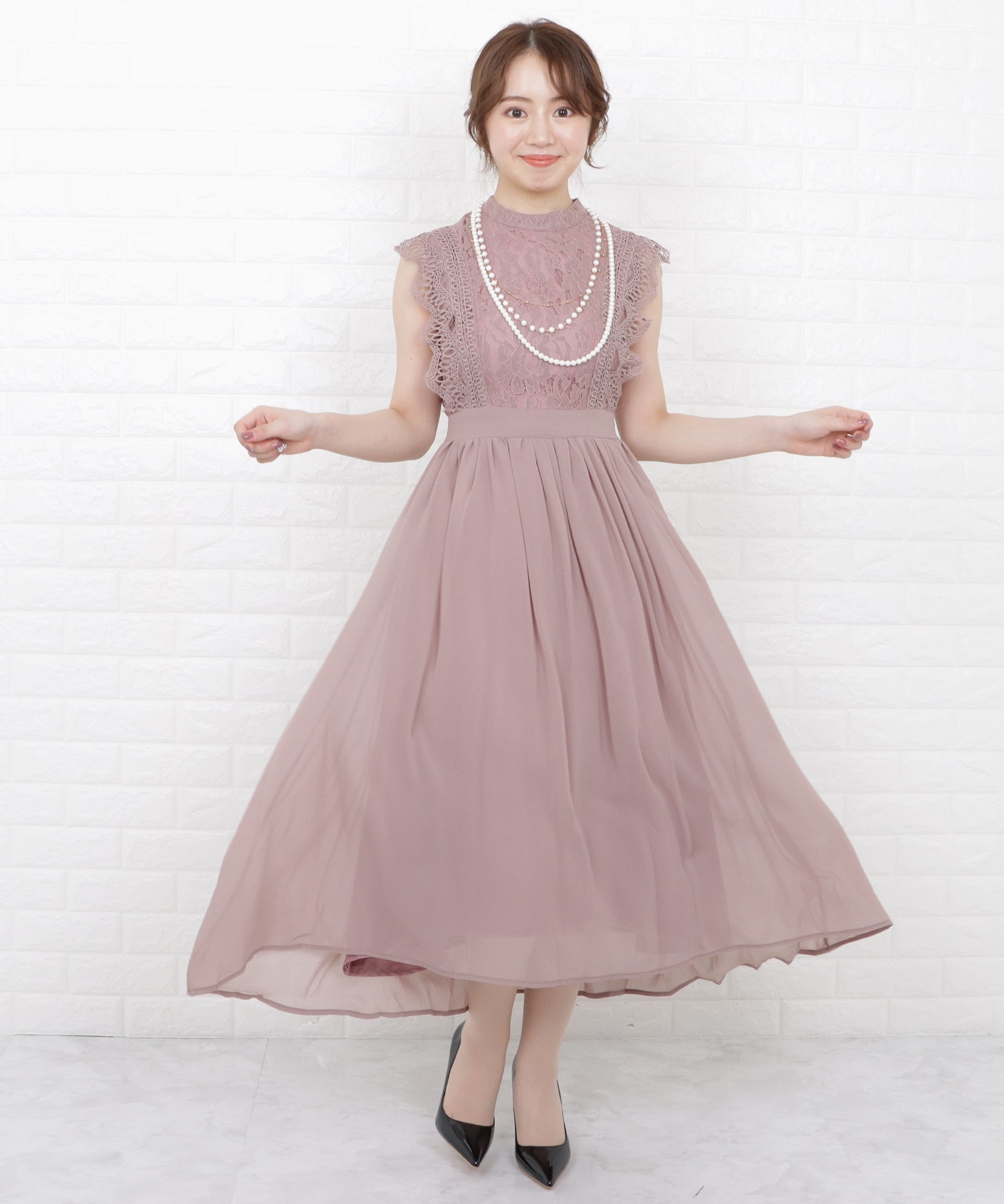 レースレディース Lace Ladies フリルノースリーブロング
