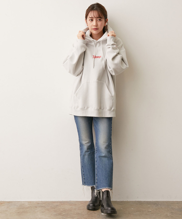 レッド ハートロゴ フード TIGHT / Heavy Weight Zip Up Sweat Hoodie（Red）