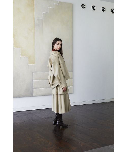 美品✨コエル　COEL フェイクレザーフリルスカート　ベージュ　フレア　上品 セール】フェイクレザーフリルスカート(503398704) | コエル