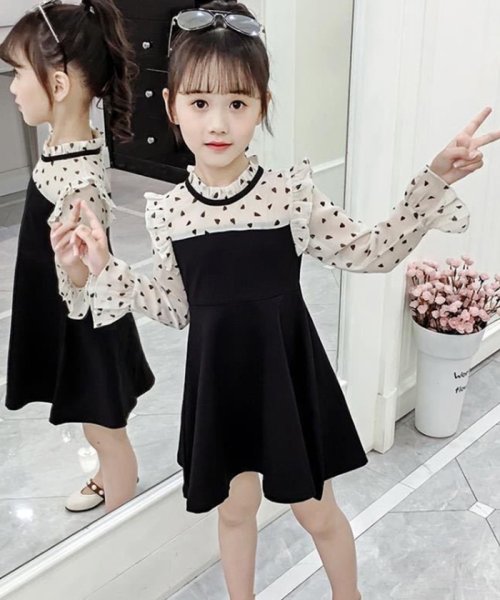 セール キッズワンピース 長袖 ドレス子供服 女の子 新作 おしゃれ ドッキング ハート柄 ワンピース 春 秋 サマー ミニミニストア Miniministore D Fashion セール キッズワンピース 長袖 ドレス子供服 女の子 新作 おしゃれ ドッキング ハート柄 ワンピース 春 秋 サマー ミニミニストア Miniministore D Fashion