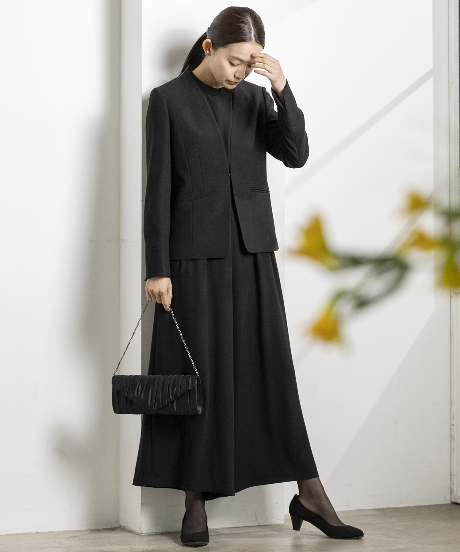 卒入学式に使える】【喪服】ノーカラー ブラックフォーマル