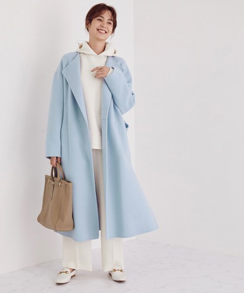 セール ウールリバーノーカラーロングコート ロペ Rope D Fashion