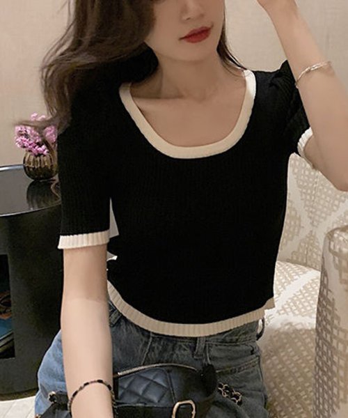 セール サマーニットトップス Uネックtシャツ レディース きれいめ ショート丈トップス ニットソー 半袖tシャツ 可愛い ショッピングゴー Shoppinggo D Fashion セール サマーニットトップス Uネックtシャツ レディース きれいめ ショート丈トップス ニットソー 半袖tシャツ 可愛い ショッピングゴー Shoppinggo D Fashion