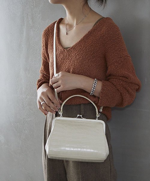クロコ型押し フェイクレザー がま口 ショルダー バッグ トプカピ エフォル Topkapi Efole D Fashion クロコ型押し フェイクレザー がま口 ショルダー バッグ トプカピ エフォル Topkapi Efole D Fashion