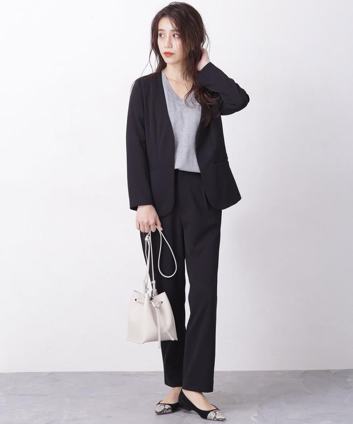 WEB限定/カットジョーゼットジャケット＋パンツセットアップ