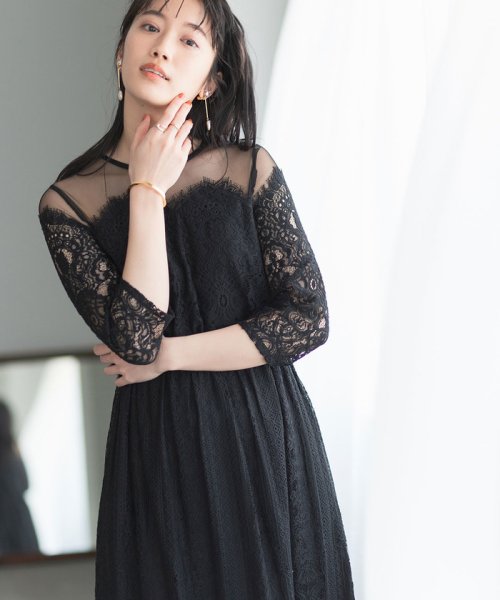 チュールパネルレースドレス アダム エ ロペ Adam Et Rope D Fashion