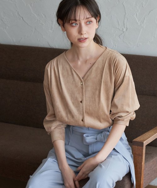 セール セットアップ対応 パウダータッチエコスエード 釦前開きトップス ビス Vis D Fashion