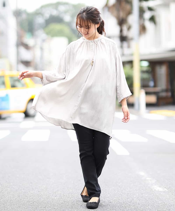 ISSEY moyuru MIYAKE モユル 横プリーツ モユル シフォンツイスト トップス チュニックワンピース