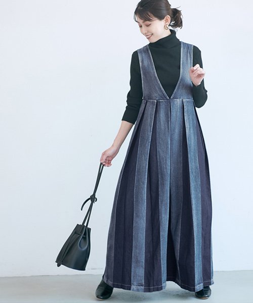 前後2way ウエストプリーツデニムワンピース コカ Coca D Fashion 前後2way ウエストプリーツデニムワンピース コカ Coca D Fashion