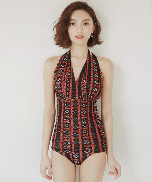 セール パレオ付き ビビットパターン ワンピース水着 オシャレボ Osyarevo D Fashion セール パレオ付き ビビットパターン ワンピース水着 オシャレボ Osyarevo D Fashion