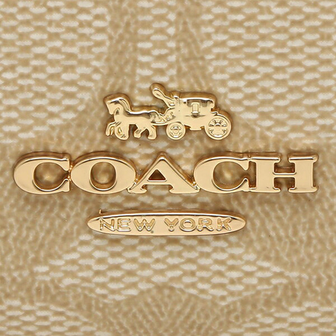 COACH コーチ コインケース　パスケース　シグネチャー ホワイト×ベージュ