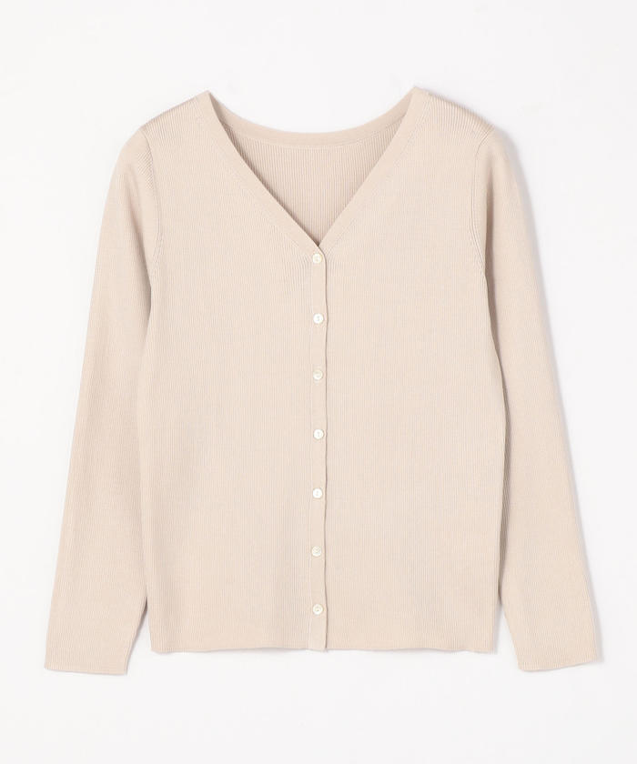クーポン】【セール 40%OFF】シルクポリエステルリブ Vネック
