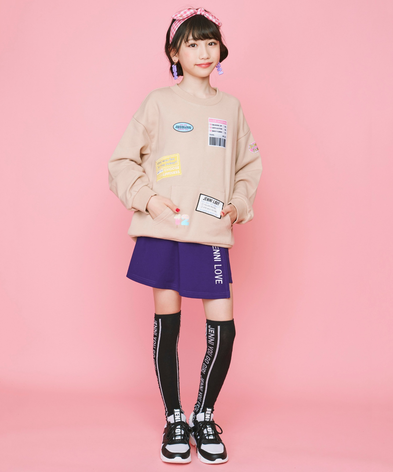 ジェニィラブ JENNI love ロゴラインニーハイソックス(503535127 ジェニィラブ JENNI love ロゴラインニーハイソックス(503535127