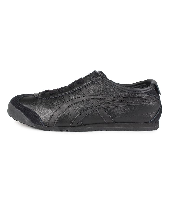 オニツカタイガー　23.0  黒　レザー　厚底 Onitsuka Tiger - オニツカタイガー 天然革黒スニーカー 23.0cm