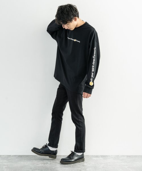 ロングtシャツ メンズ レディース 長袖 カジュアル 綿 コットン ビッグシルエット ルーズ ストリート プリント イラスト クルーネック 9666 ロッキーモンロー Rocky Monroe D Fashion