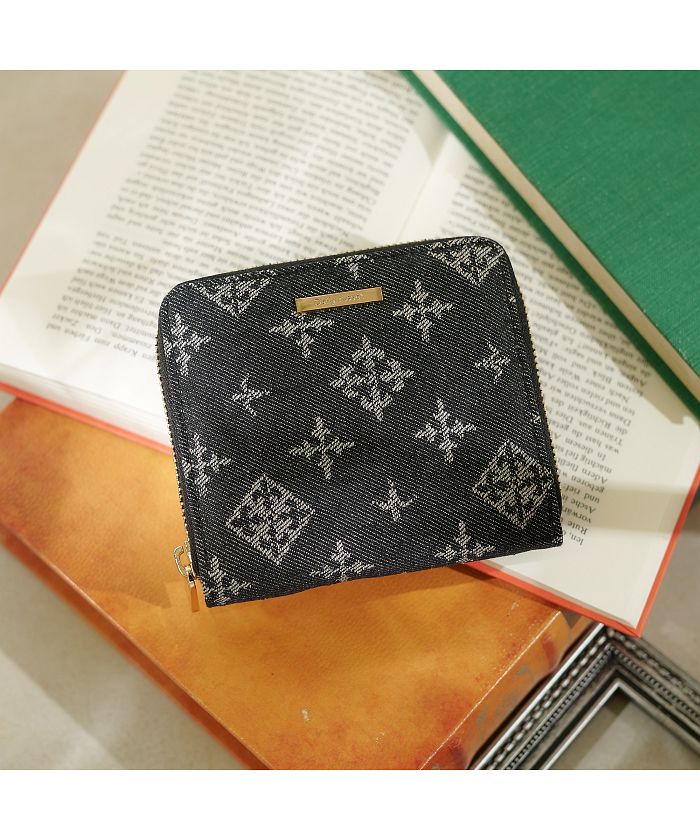 セール 70%OFF】デニムジャガードラウンドジップ折財布