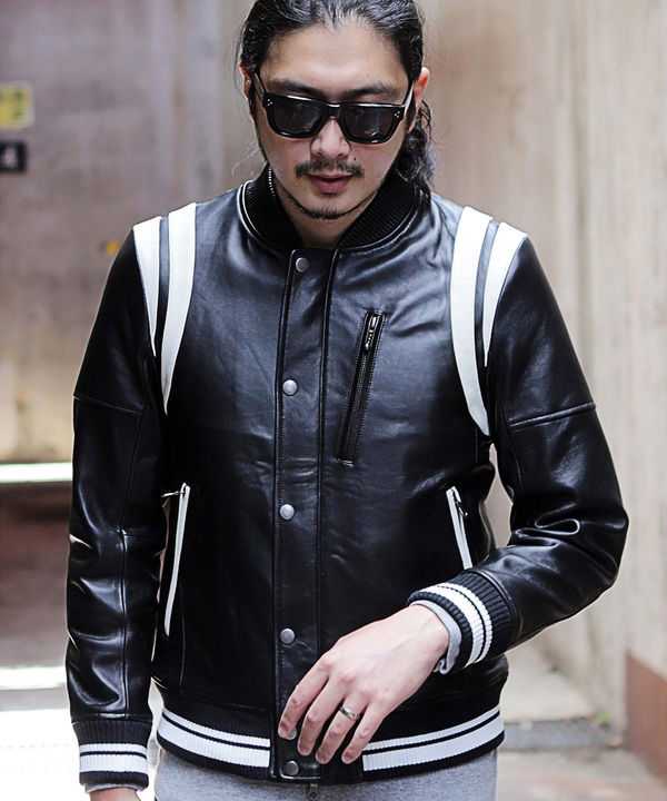 B&Y ブラックメルトン レザーライク スタジャン WEB限定 WARDROBE SMART】ブラックメルトン レザーライク