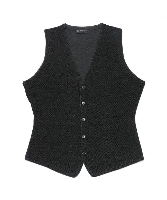 クーポン】【セール 27%OFF】ニット バーズアイ柄 ジレ グレー系