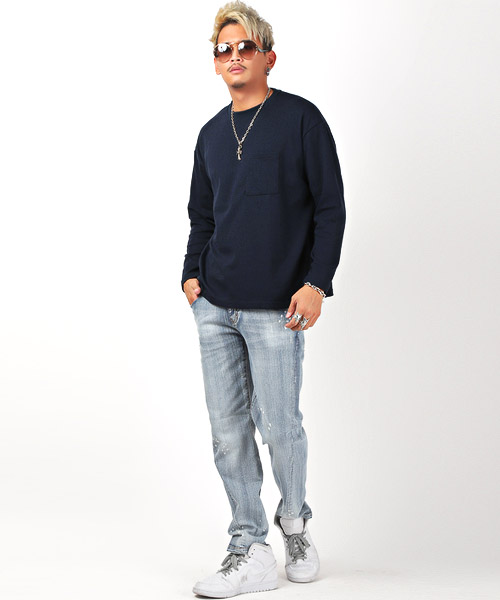 ラグスタイル LUXSTYLE 胸ポケットクルーネックロンT/ロンT