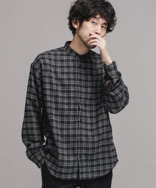 セール Fine Flannel バンドカラーチェックシャツ ナノ ユニバース Nano Universe D Fashion