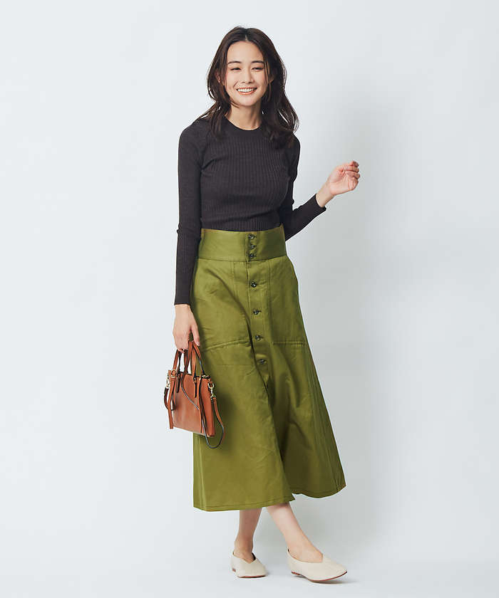 セール 60%OFF】コットンラミーボタンフロントスカート(503598005